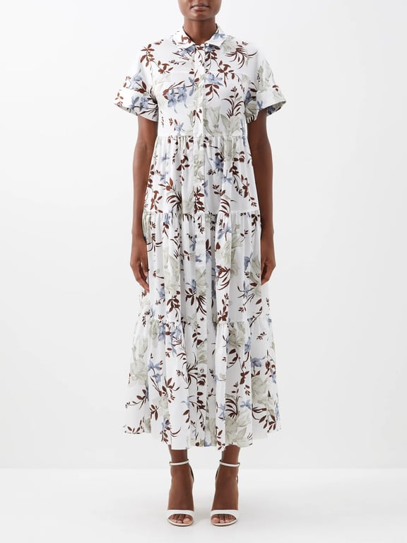 ERDEM Helena Floral-print Poplin Shirt Dress