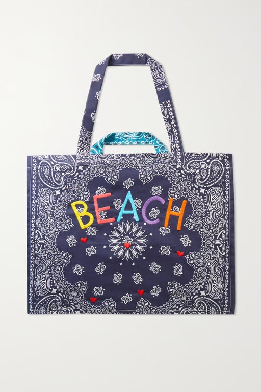 CALL IT BY YOUR NAME Cabas Beach Reversible Embroidered Cotton-poplin Tote Bag