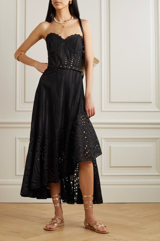 CHARO RUIZ Aurora Strapless Asymmetric Broderie Anglaise Cotton-blend Dress - We Select Dresses
