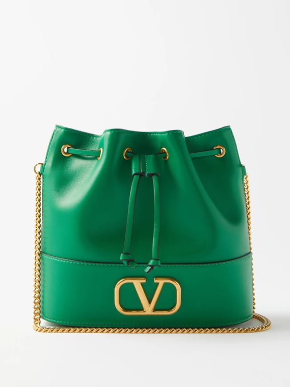 VALENTINO GARAVANI V-logo Leather Bucket Bag