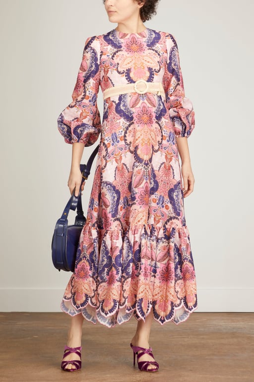 ZIMMERMANN Laurel Billow Embroidery Midi Dress - We Select Dresses