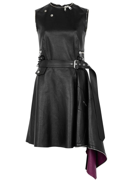 ALEXANDER MCQUEEN Asymmetric Leather Black Dress