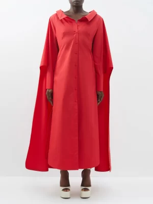 VALENTINO GARAVANI Caped Cotton-poplin Shirt Dress