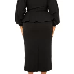 Convertible Shoulder Belted Peplum Midi Dress Thumbnail 3