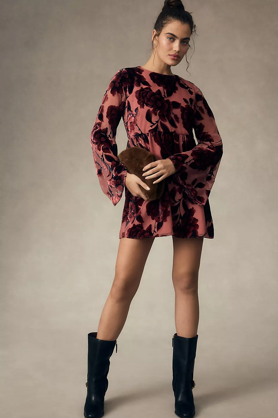 hutch long sleeve velvet dress New Anthropologie Hutch Long-Sleeve V-Neck Wrap Midi Dress Velvet Green L  NWT