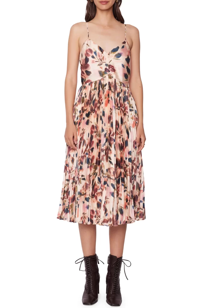 Thea Floral Print Pleated Midi Dress Full Size Image 1