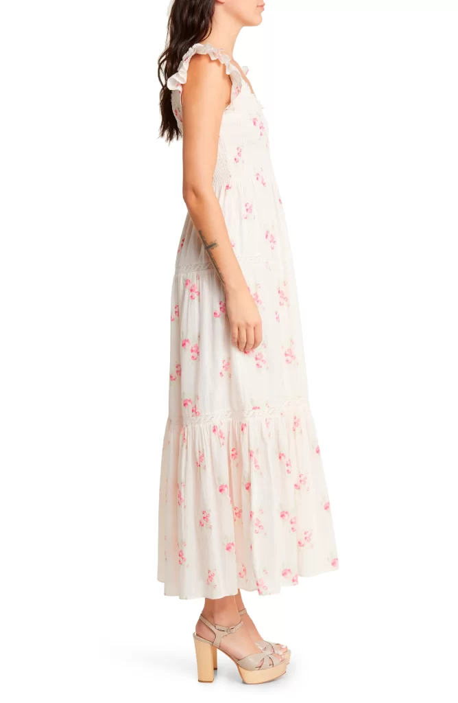 Chessie Floral Smocked Cotton Maxi Dress Full Size Image 3