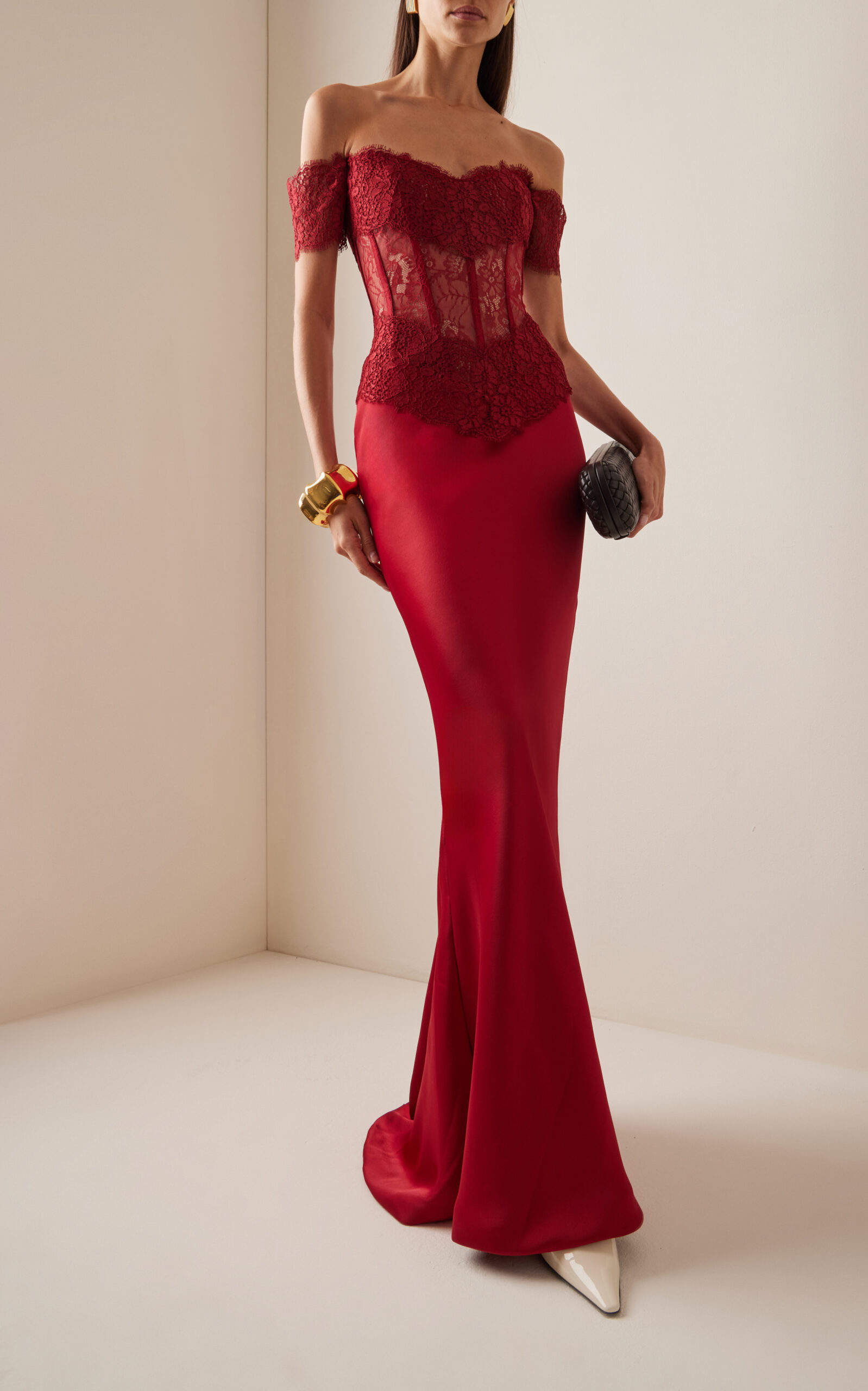 RASARIO Lace Corset Satin Gown We Select Dresses