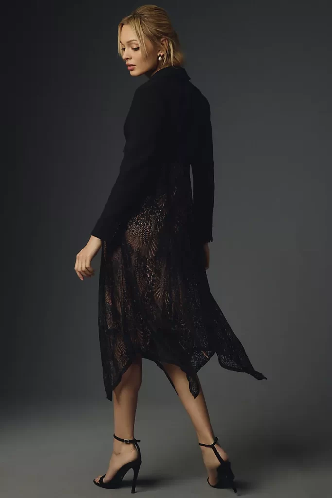 Lace Twofer Blazer Midi Dress Full Size Image 2