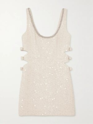 Contrast Embroidery Bouclé Mini Dress