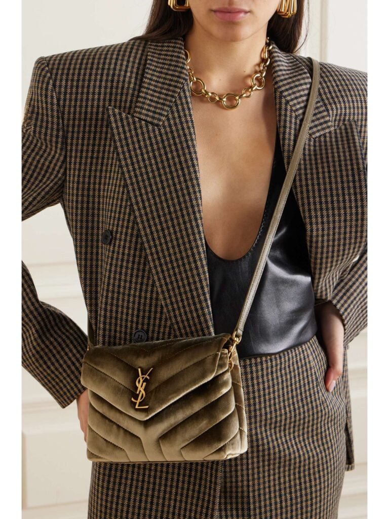 Loulou Small Quilted Velvet Shoulder Bag Full Size Image 2