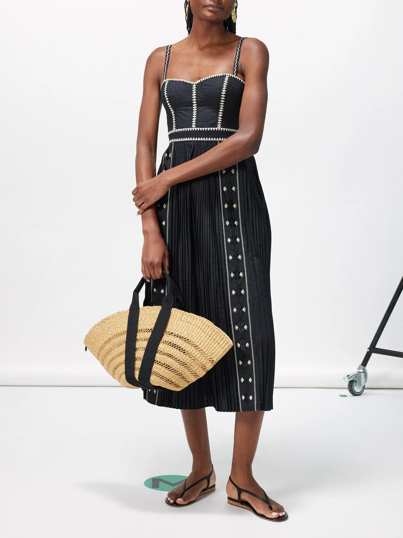 ulla johnson elin cotton embroidered maxi dress ULLA JOHNSON Elin Embroidered Pleated Cotton Dress