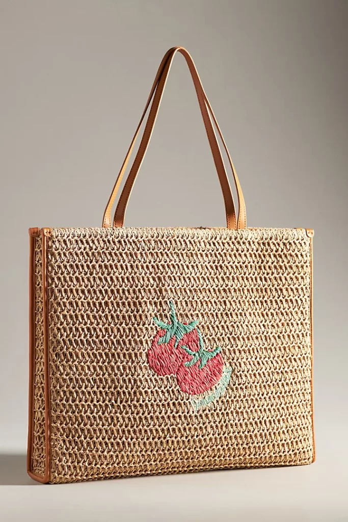 Raffia Tomato Tote Bag Full Size Image 1