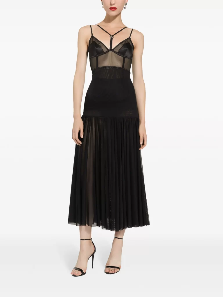 Dg-plaque Tulle Midi Dress Full Size Image 1