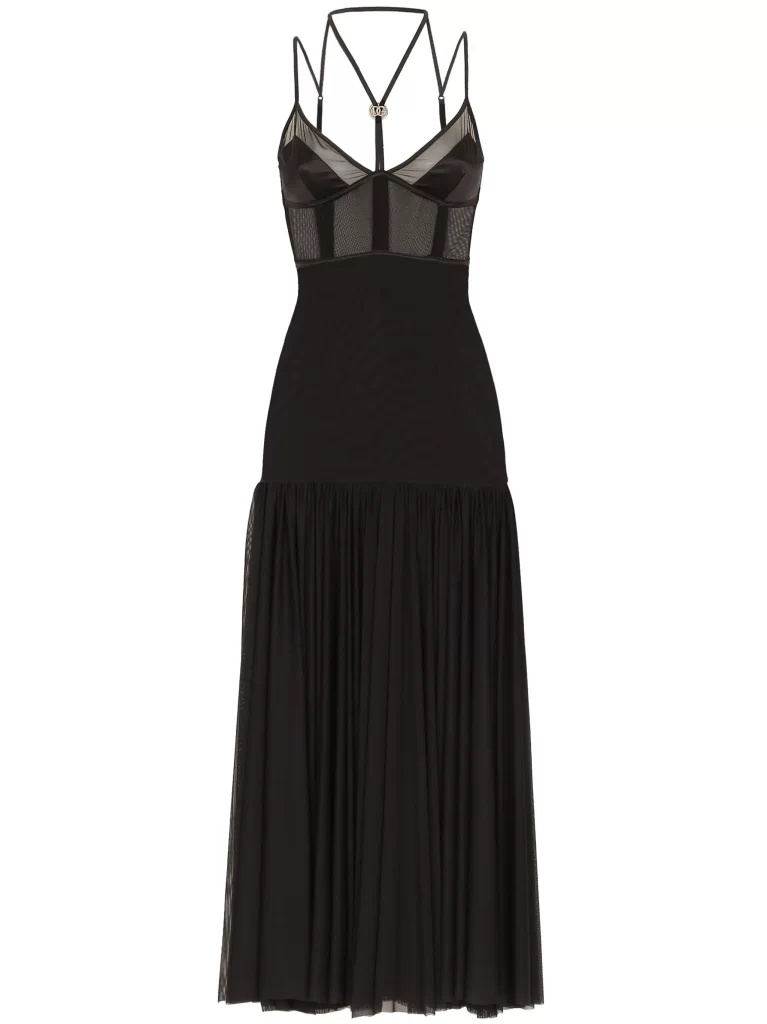 Dg-plaque Tulle Midi Dress Full Size Image 2