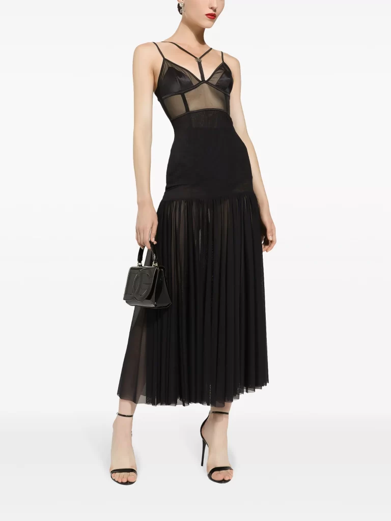 Dg-plaque Tulle Midi Dress Full Size Image 3