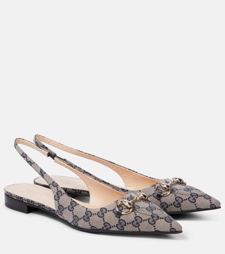 GG HORSEBIT SLINGBACK BALLET FLAT SKY CANVAS