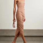Diana Strapless Draped Stretch-Jersey Midi Dress Thumbnail 1