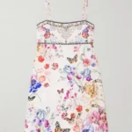 Embellished Floral-print Linen Mini Dress Thumbnail 4