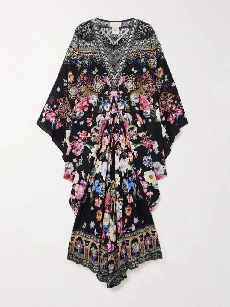 Midnight in Monserrate Crystal-embellished Printed Kaftan Full Size Image 4