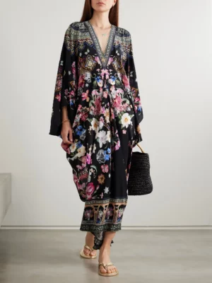 CAMILLA Midnight in Monserrate Crystal-embellished Printed Kaftan