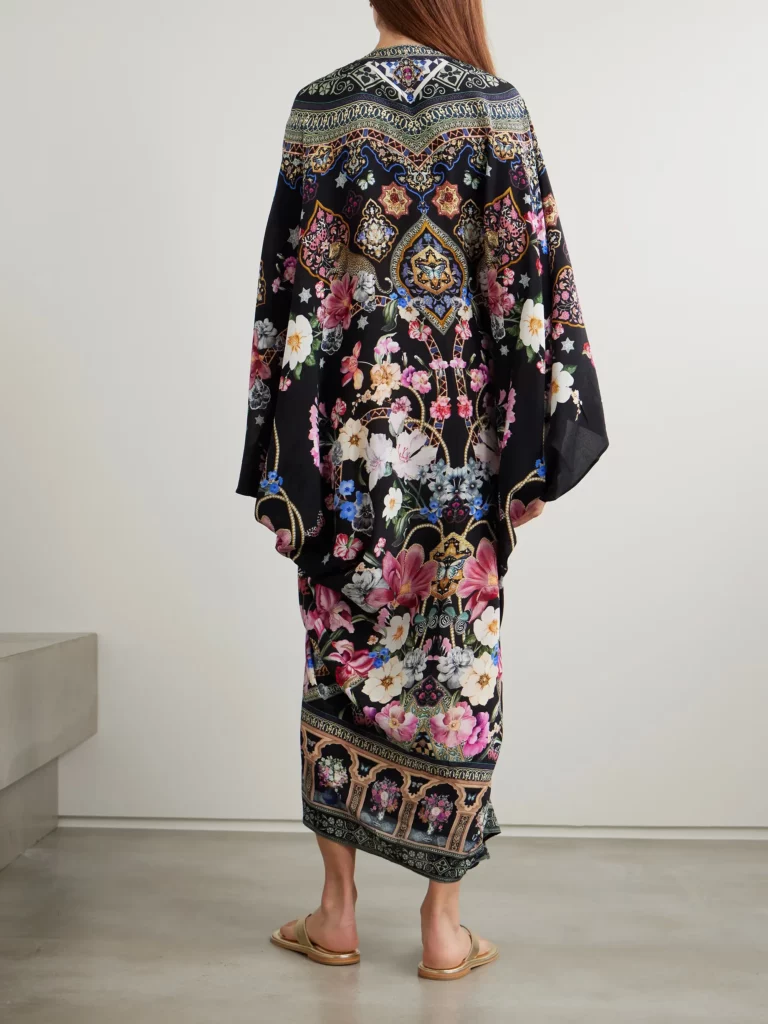 Midnight in Monserrate Crystal-embellished Printed Kaftan Full Size Image 3