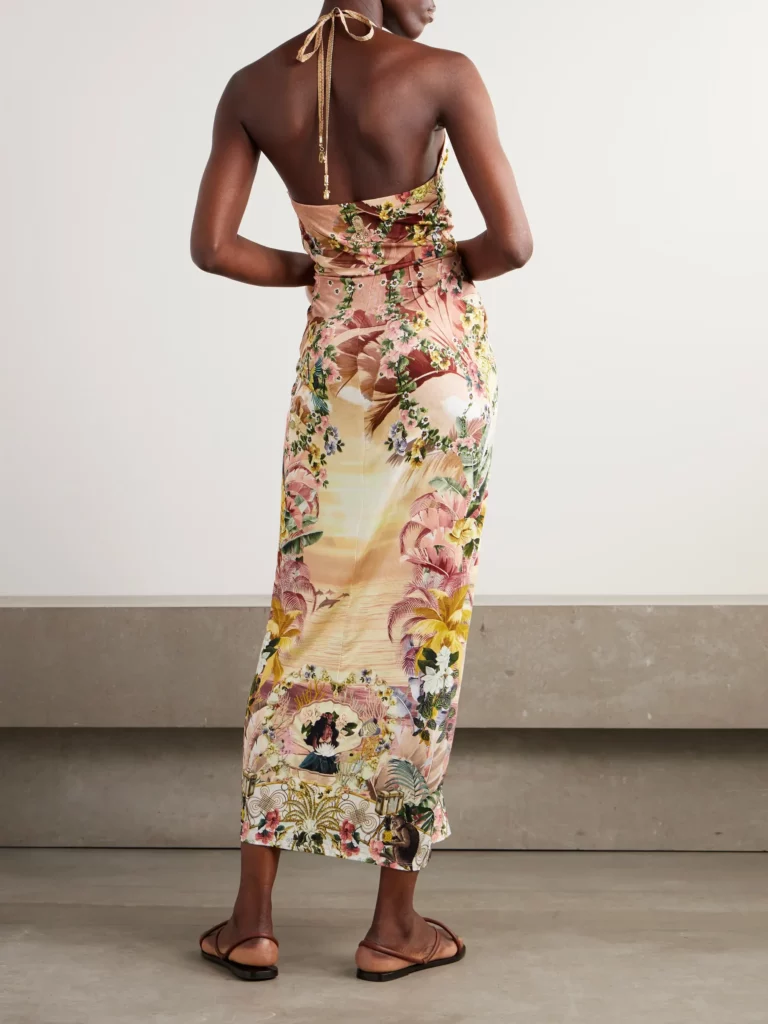 The White Lotus Crystal-embellished Printed Silk-jersey Maxi Dress Full Size Image 2