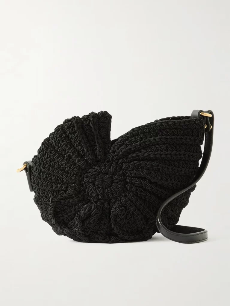 Sea Treasures Leather-trimmed Crocheted Cord Shoulder Bag Full Size Image 2