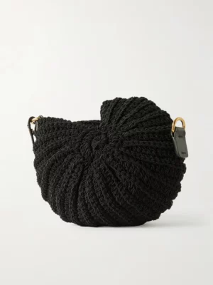 CHLOÉ Sea Treasures Leather-trimmed Crocheted Cord Shoulder Bag