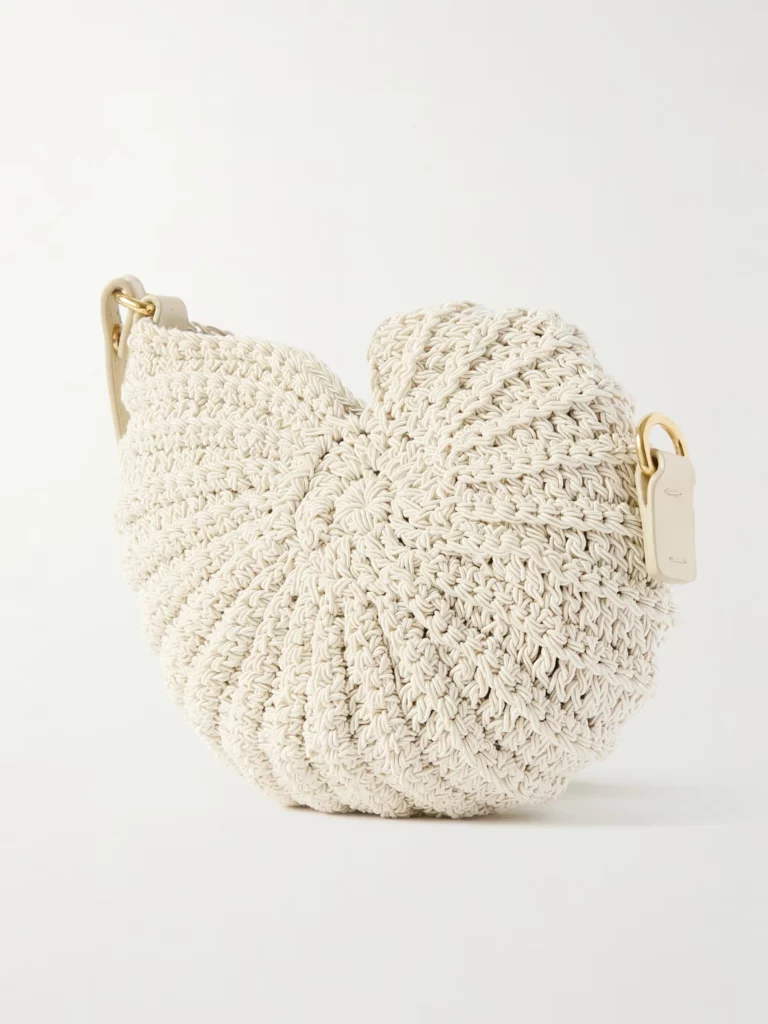 Sea Treasures Leather-trimmed Crocheted Cord Shoulder Bag Full Size Image 2