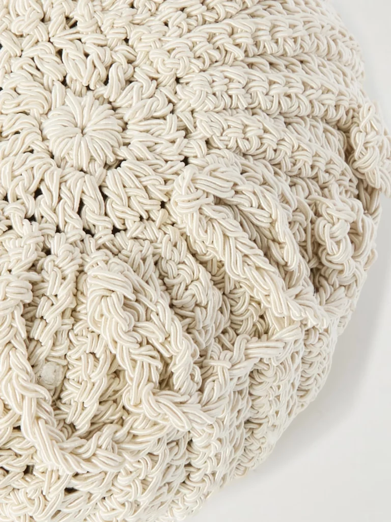 Sea Treasures Leather-trimmed Crocheted Cord Shoulder Bag Full Size Image 4