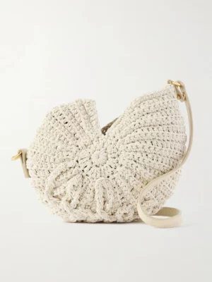 CHLOÉ Sea Treasures Leather-trimmed Crocheted Cord Shoulder Bag