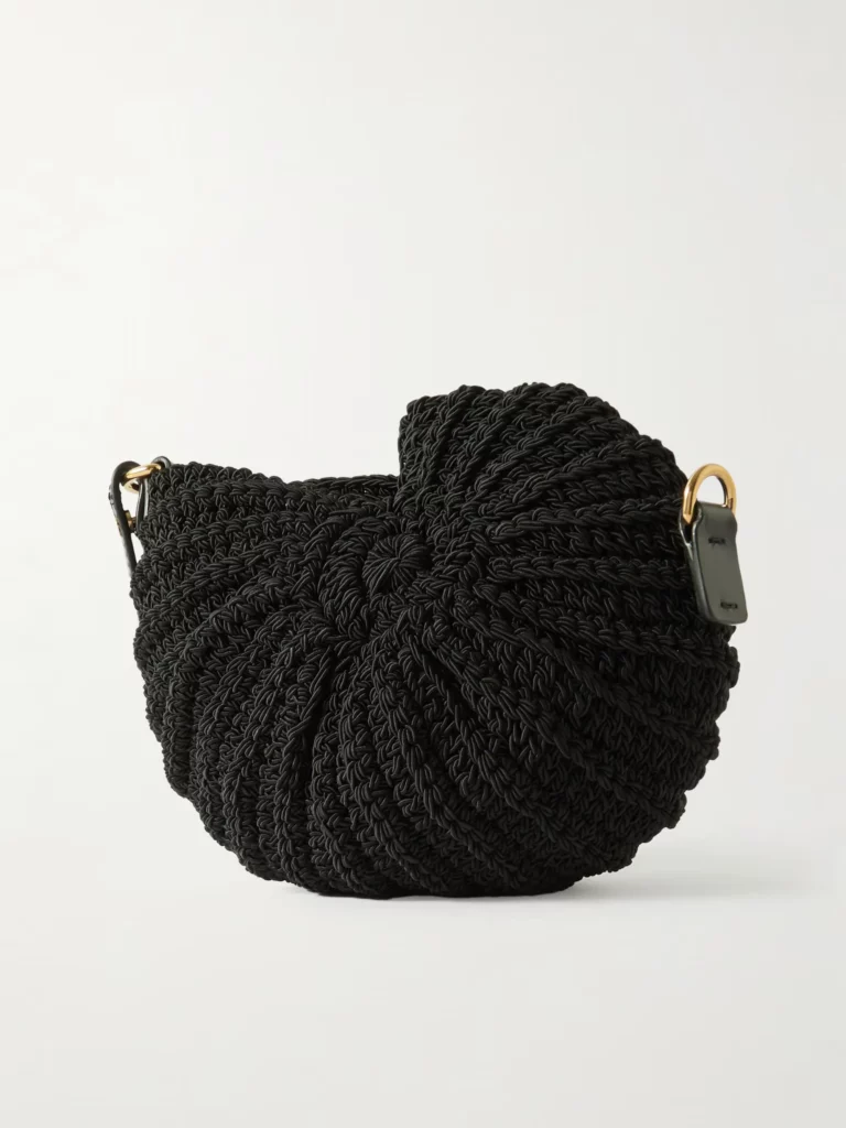 Sea Treasures Leather-trimmed Crocheted Cord Shoulder Bag Full Size Image 1