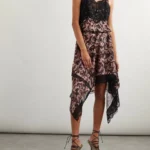 Asymmetric Lace-trimmed Printed Chiffon Midi Dress Thumbnail 1