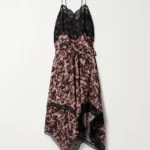 Asymmetric Lace-trimmed Printed Chiffon Midi Dress Thumbnail 2