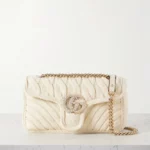 GG Marmont 2.0 Crystal-embellished Leather-trimmed Cable-knit Shoulder Bag Thumbnail 1