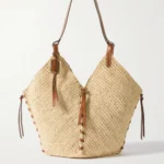 25P Tampa Leather-trimmed Raffia Bucket Bag Thumbnail 1