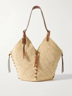 ISABEL MARANT 25P Tampa Leather-trimmed Raffia Bucket Bag
