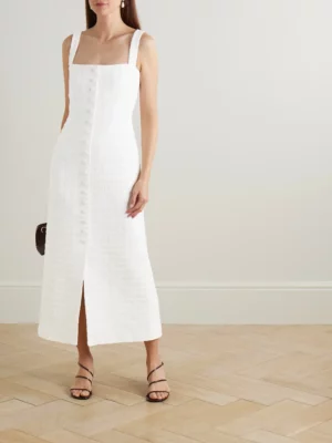 LIBEROWE Joan Checked Cotton-blend Tweed Midi Dress