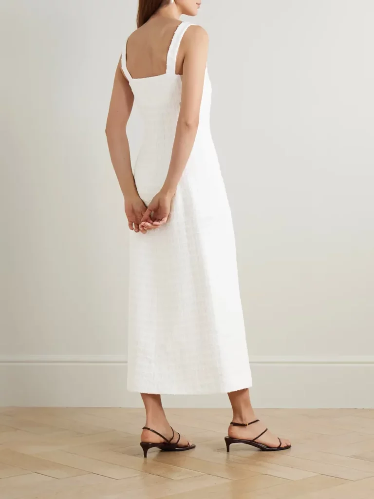 Joan Checked Cotton-blend Tweed Midi Dress Full Size Image 3