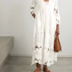 Capoliveri Pintucked Embroidered and Lace Maxi Dress Thumbnail 1