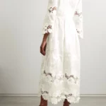 Capoliveri Pintucked Embroidered and Lace Maxi Dress Thumbnail 3