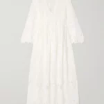 Capoliveri Pintucked Embroidered and Lace Maxi Dress Thumbnail 2