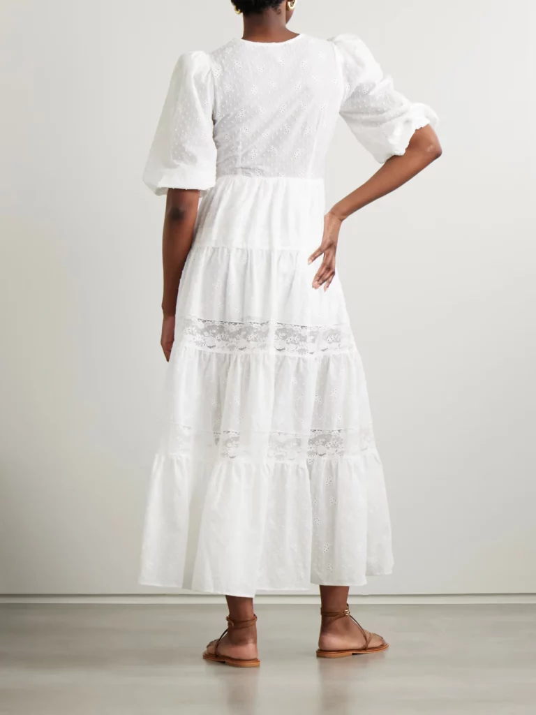 Poppi Lace-trimmed Tiered Broderie Anglaise Cotton Maxi Dress Full Size Image 4
