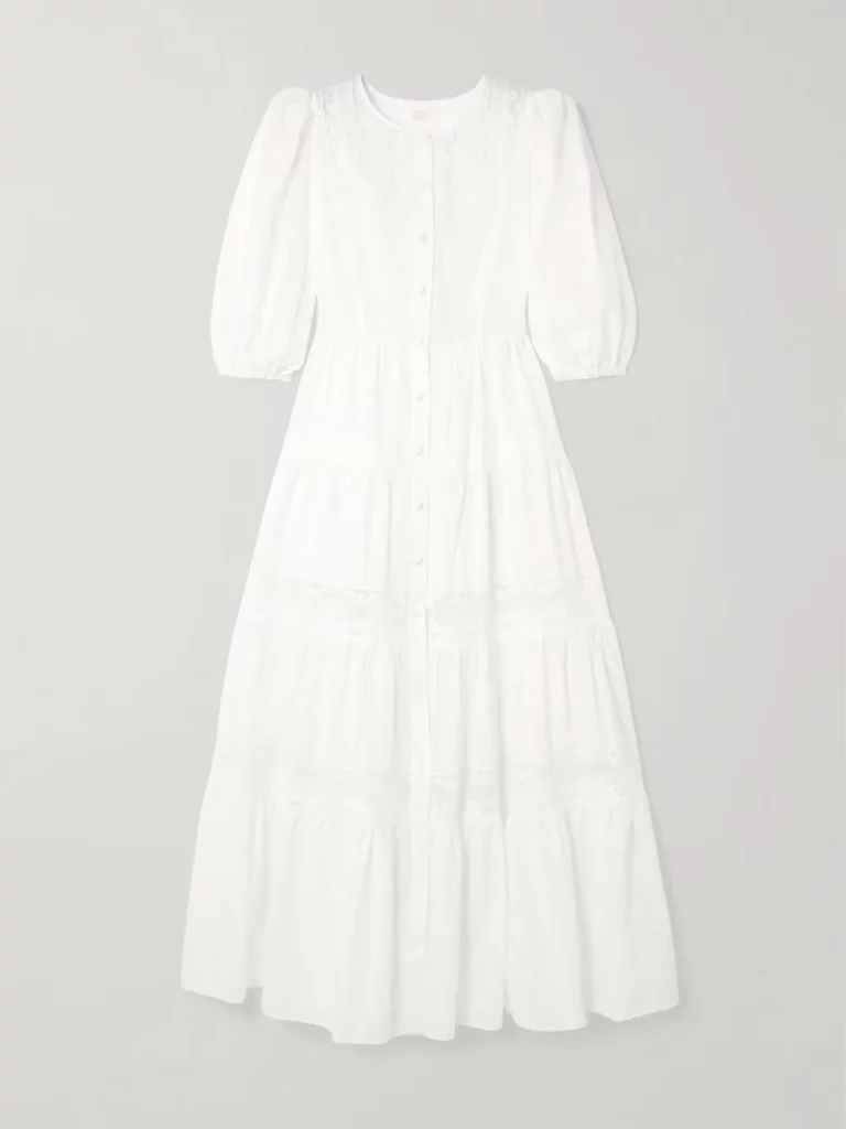 Poppi Lace-trimmed Tiered Broderie Anglaise Cotton Maxi Dress Full Size Image 3