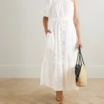 Autumn One-shoulder Broderie Anglaise Cotton Midi Dress Thumbnail 1