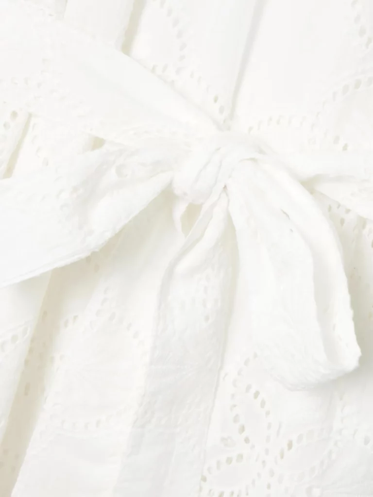 Autumn One-shoulder Broderie Anglaise Cotton Midi Dress Full Size Image 4
