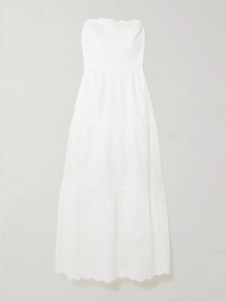 Sophie Strapless Scalloped Broderie Anglaise Cotton Midi Dress Full Size Image 4