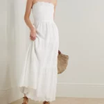 Sophie Strapless Scalloped Broderie Anglaise Cotton Midi Dress Thumbnail 1
