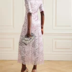Off-the-shoulder Twist-front Metallic Lace Maxi Dress Thumbnail 4